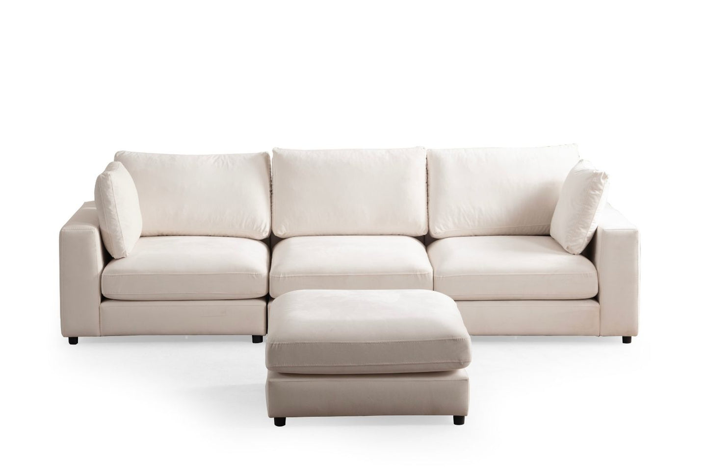 Canapé modulable - Stella - Velours - 3 places & 1 pouf