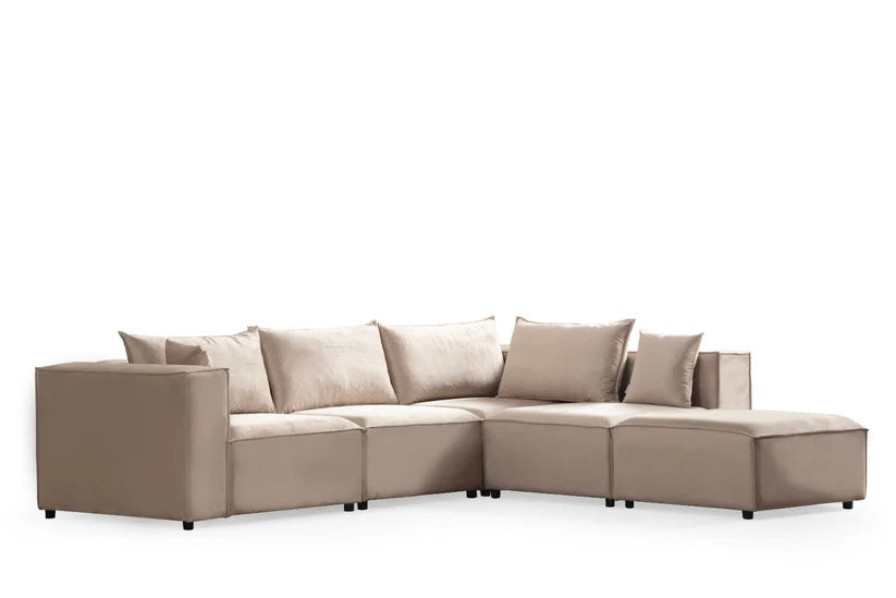 Canapé modulable - Horizon - Velours - 4 place & 1 pouf