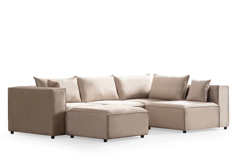 Canapé modulable - Horizon - Velours - 4 place & 1 pouf