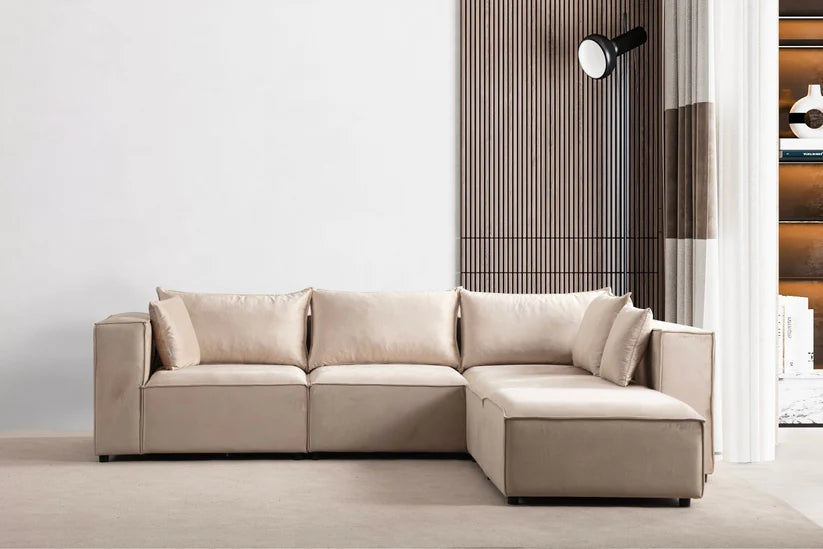 Canapé modulable - Horizon - Velours - 4 place & 1 pouf