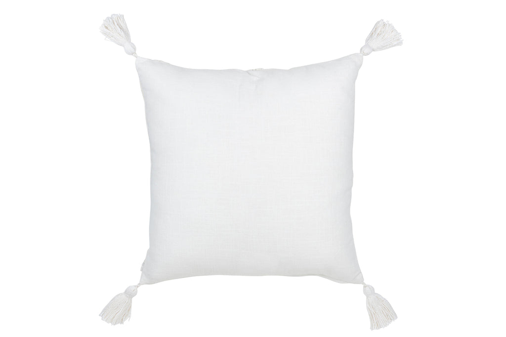 Coussin Fleurs & Pompons - Coton blanc