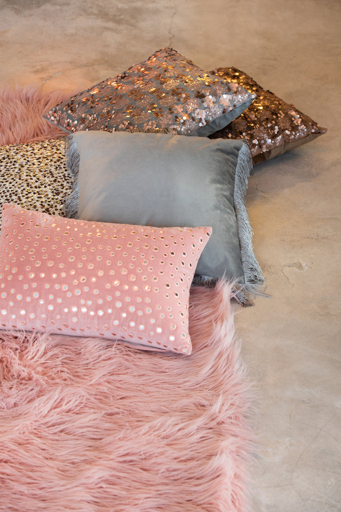 Coussin décoratif miroir - Rose / Argent