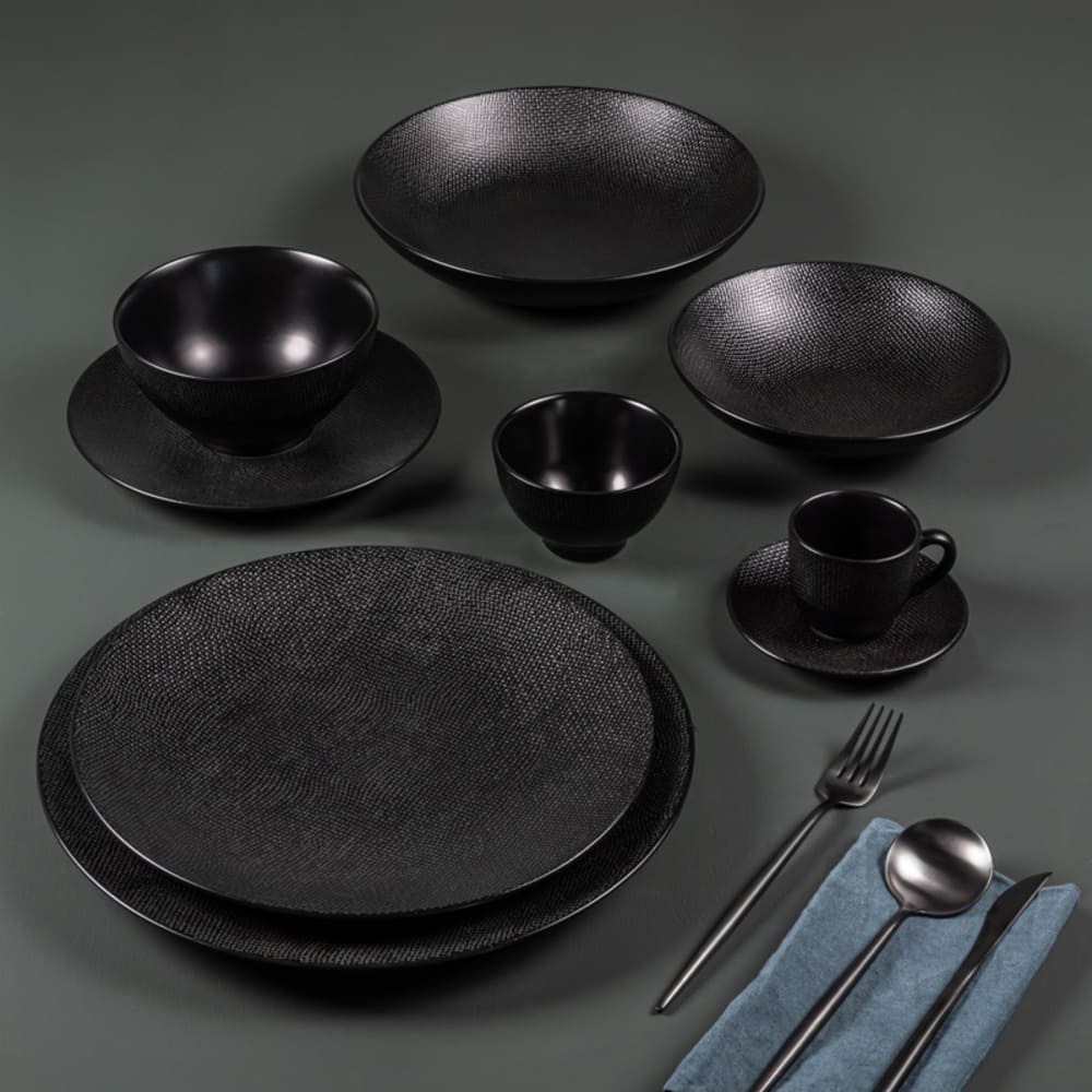 Assiette à pâtes Éclipse - Grès Noir - Lot de 6