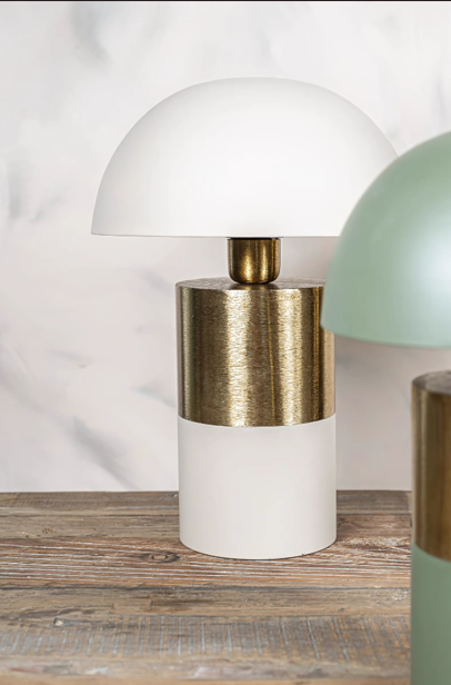 Lampe champignon - Beige / Doré
