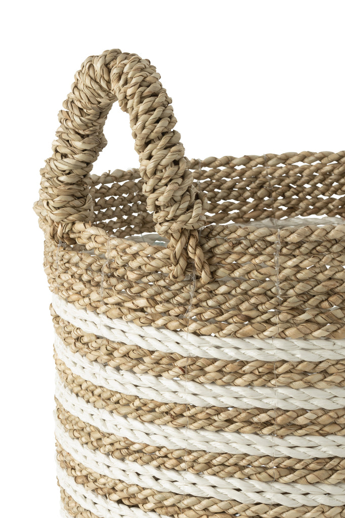 Panier Rayures - Naturel & Blanc - Lot de 3