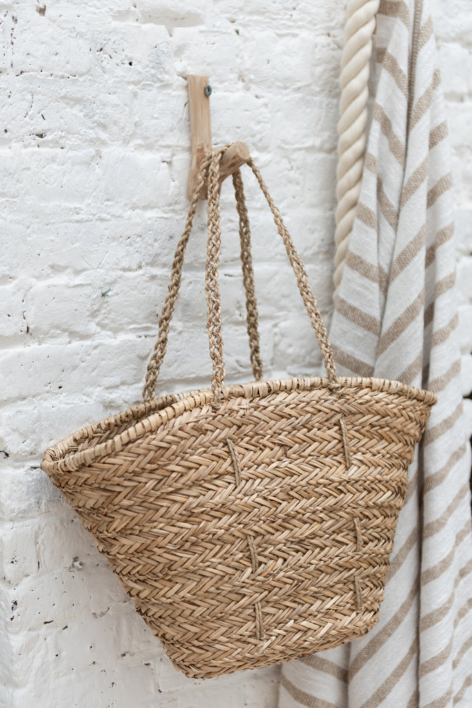 Sac de plage en jute - Longues anses - Naturel