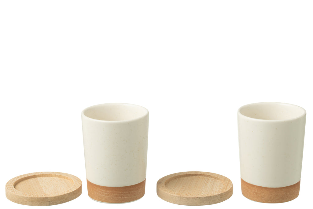 Tasse à boisson - Lot de 2 - Naturel / Blanc