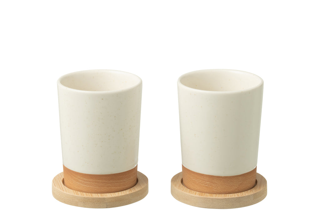 Tasse à boisson - Lot de 2 - Naturel / Blanc